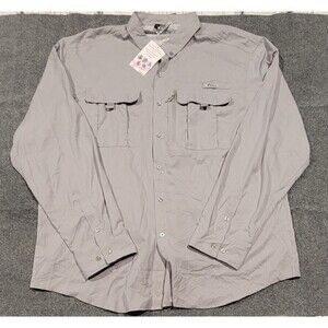 Pudolla Men’s Fishing Shirt 3XL Long Sleeve Gray Vented Quick Dry NWOT Geometric